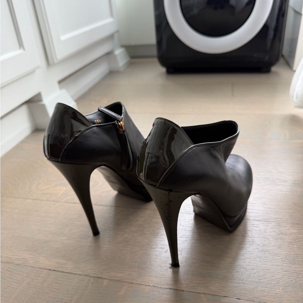 Yves Saint Laurent Charcoal Tribtoo Platform Ankle Boots View 3